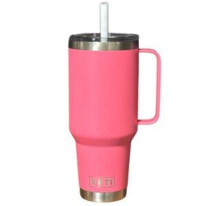 LASER ENGRAVED PERSONALIZATION YETI 42oz. STRAW LID TUMBLER IN TROPICAL PINK